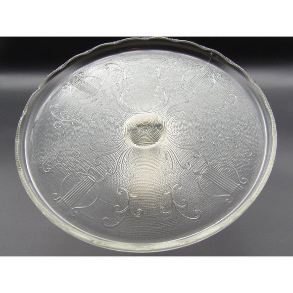 Vintage Jeannette Glass Co. Clear Depression Glass Cake Stand Harp Pattern 4 1/2 - Picture 4 of 10